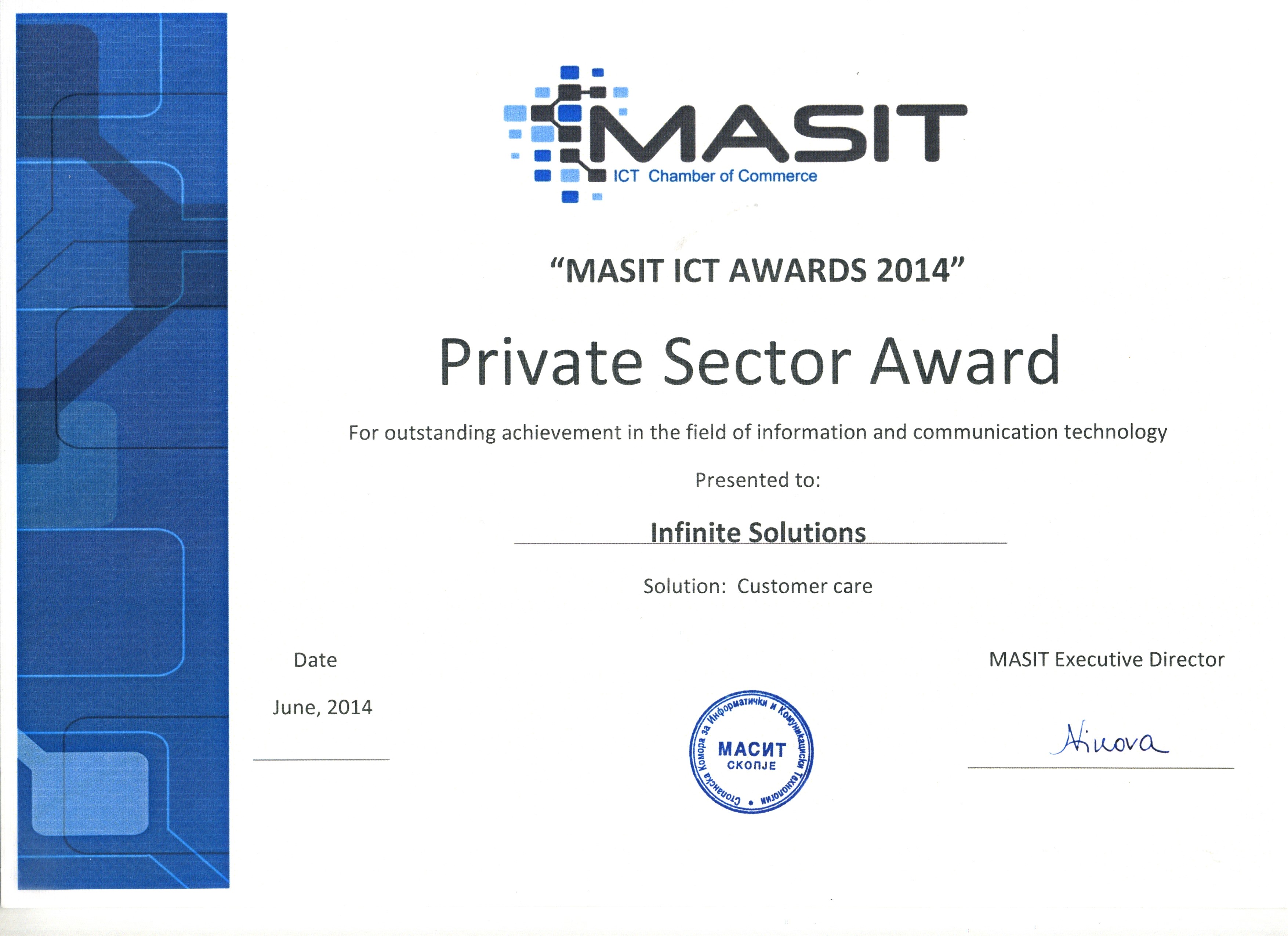 MASIT - Private Sector Award - Infinite Solutions
